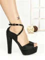 Sandale Dama cu Toc Gros si Platforma SQ-51 BLACK | CHERIE