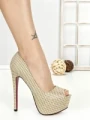 Pantofi cu Toc si Platforma SQ-102 GOLD | CHERIE