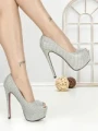 Pantofi cu Toc si Platforma SQ-102 SILVER | CHERIE