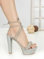 Sandale Dama cu Toc Gros si Platforma J-211 SILVER | CHERIE