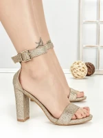Sandale Dama cu Toc Gros 168-5 GOLD | CHERIE