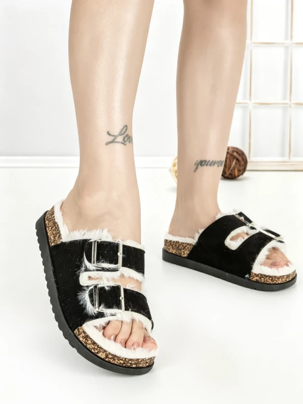 Papuci Dama cu Talpa Joasa WSL-200 BLACK | STEPHAN
