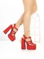Sandale Dama cu Toc Gros si Platforma P-1287 RED | STEPHAN