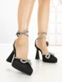 Pantofi cu Toc Gros si Platforma P-1308 BLACK | STEPHAN
