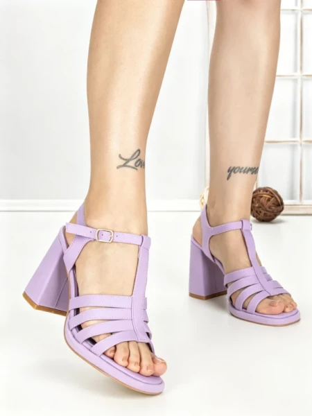 Sandale Dama cu Toc Gros G2433 PURPLE | FESTISIMO