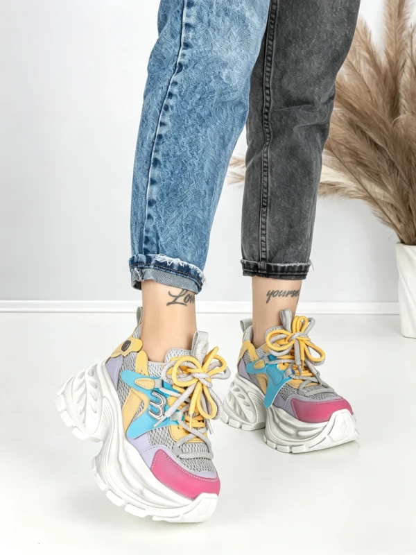 Pantofi Sport Dama cu Platforma 3605-7 COLORFUL | MEI