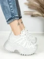 Pantofi Sport Dama cu Platforma 3603-2 WHITE | MEI