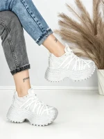 Pantofi Sport Dama cu Platforma 3603-2 WHITE | MEI