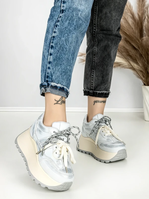 Pantofi Sport Dama cu Platforma 3570 SILVER | MEI