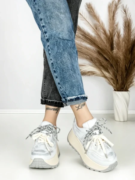Pantofi Sport Dama cu Platforma 3570 SILVER | MEI