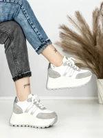 Pantofi Sport Dama cu Platforma 3596 SILVER | MEI