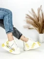 Pantofi Sport Dama din piele naturala 719-3 YELLOW | PANTOFUL