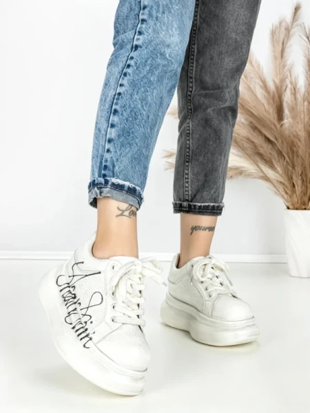 Pantofi Sport Dama din piele naturala 719-2 SILVER | PANTOFUL