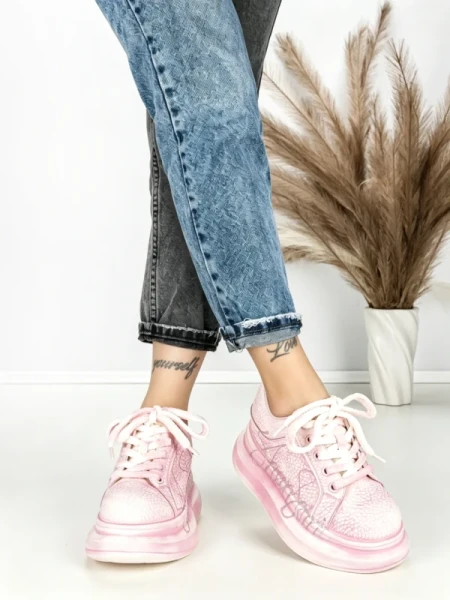 Pantofi Sport Dama din piele naturala 719-2 PINK | PANTOFUL