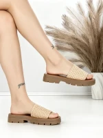 Papuci Dama cu Talpa Joasa TH-12 BEIGE | STEPHAN