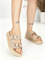 Papuci Dama cu Talpa Joasa BE-109 BEIGE | BEUE SHOES