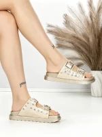 Papuci Dama cu Talpa Joasa BE-109 GOLD | BEUE SHOES