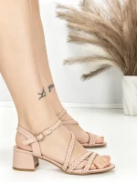 Sandale Dama cu Toc Gros BE-6009 PINK | BEUE SHOES