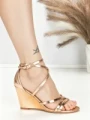 Sandale Dama cu Platforma BE-6013 CHAMPAGNE | BEUE SHOES