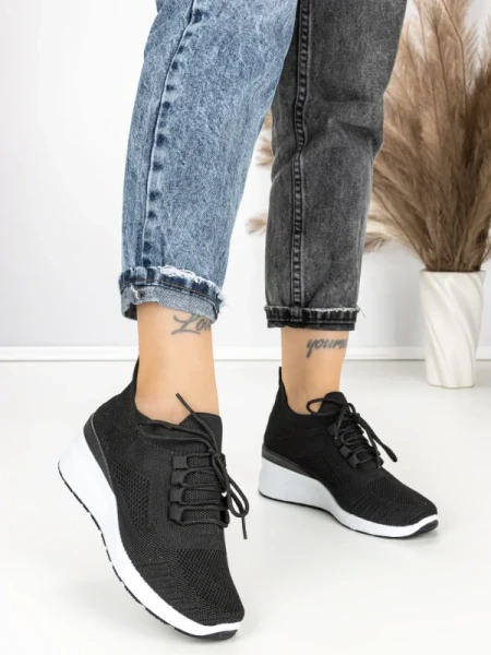 Pantofi Sport Dama cu Platforma P38 BLACK-WHITE | EMAS