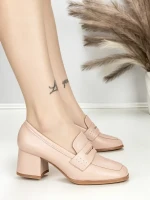 Pantofi cu Toc Gros L72168E APRICOT | ABLOOM