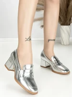 Pantofi cu Toc Gros L72168E SILVER | ABLOOM