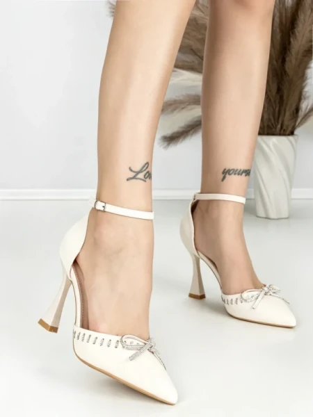 Sandale Dama cu Toc Subtire 6DC8 BEIGE | MEI