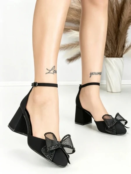 Sandale Dama cu Toc Gros 6XKK18 ALL BLACK | MEI