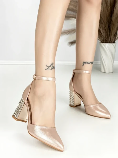 Sandale Dama cu Toc Gros 6YXD12 CHAMPAGNE | MEI