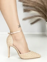 Sandale Dama cu Toc Subtire 6DC7 BEIGE | MEI