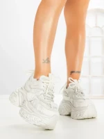 Pantofi Sport Dama cu Platforma 6668-3 WHITE | MEI