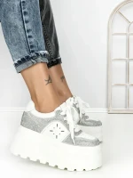 Pantofi Sport Dama cu Platforma 6208-7 SILVER | MEI