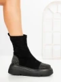 Ghete Dama cu Platforma 5AH66 BLACK-GUNCOLOR | MEI